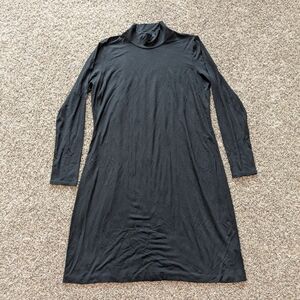 Eileen Fisher Mock Turtleneck Dress Size Medium Black